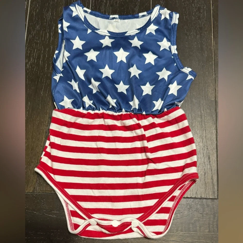 BABYToddler GIRL STARS and Stripes Sleeveless Romper - Picture 1 of 5